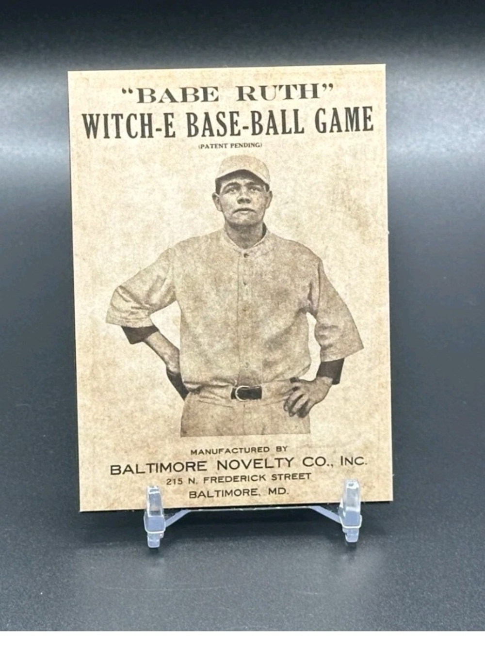 Babe Ruth "Witch-E" Base-Ball Game Reprint Novelty Card - Baltimore Novelty Co.